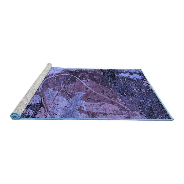 Sideview of Machine Washable Abstract Blue Modern Rug, wshabs5400blu
