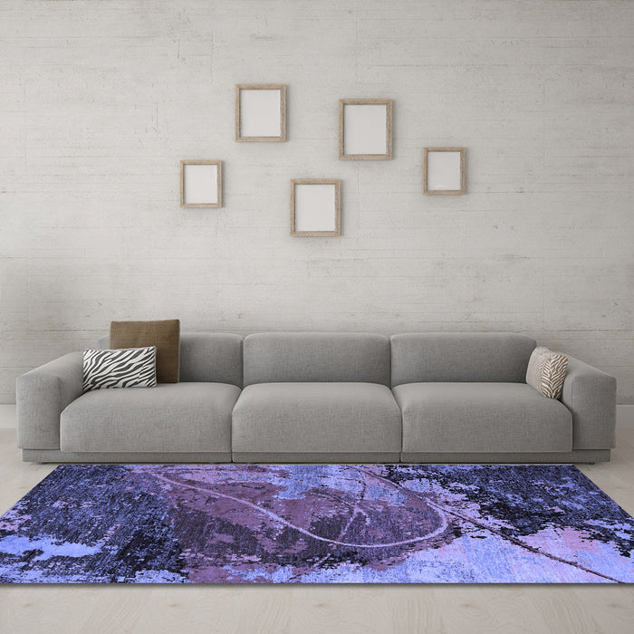 Machine Washable Abstract Blue Modern Rug in a Living Room, wshabs5400blu