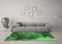 Machine Washable Abstract Emerald Green Modern Rug, wshabs5400emgrn