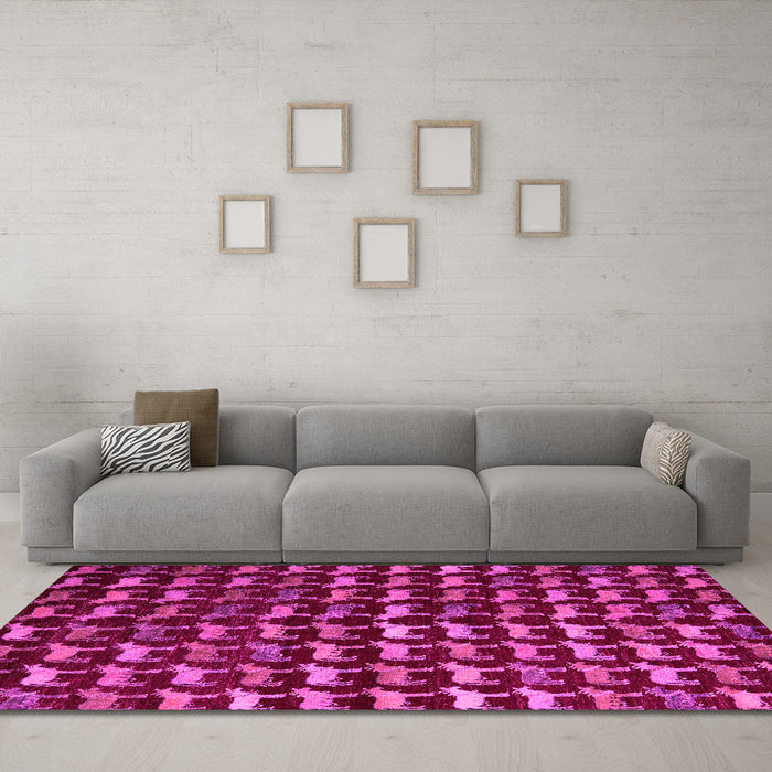 Machine Washable Abstract Pink Modern Rug in a Living Room, wshabs5401pnk