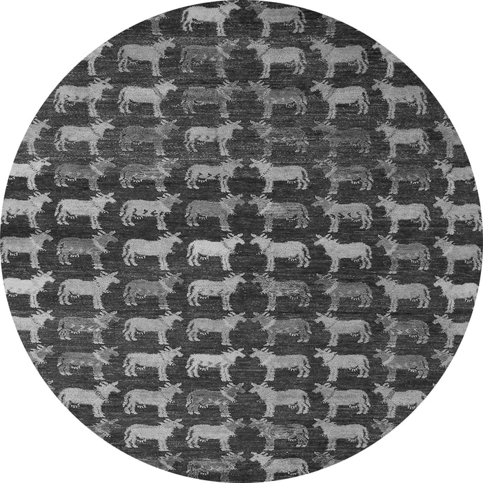 Round Abstract Gray Modern Rug, abs5401gry