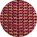 Round Machine Washable Abstract Red Rug, wshabs5401