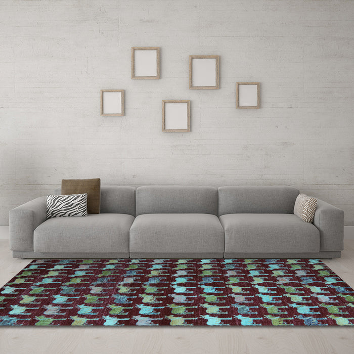 Machine Washable Abstract Light Blue Modern Rug in a Living Room, wshabs5401lblu