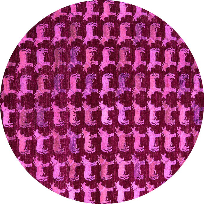 Round Abstract Pink Modern Rug, abs5401pnk
