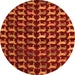 Round Machine Washable Abstract Orange Modern Area Rugs, wshabs5401org