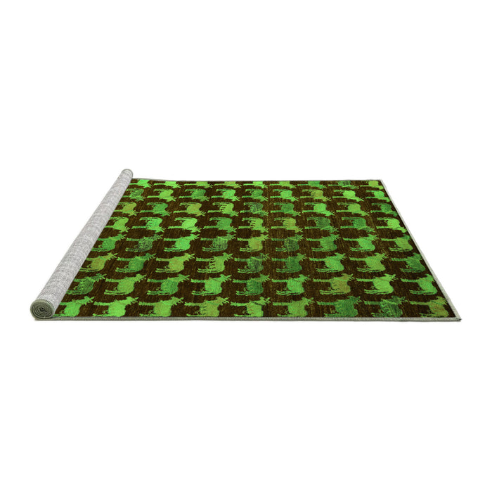 Sideview of Machine Washable Abstract Green Modern Area Rugs, wshabs5401grn