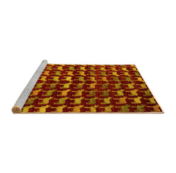 Sideview of Machine Washable Abstract Yellow Modern Rug, wshabs5401yw