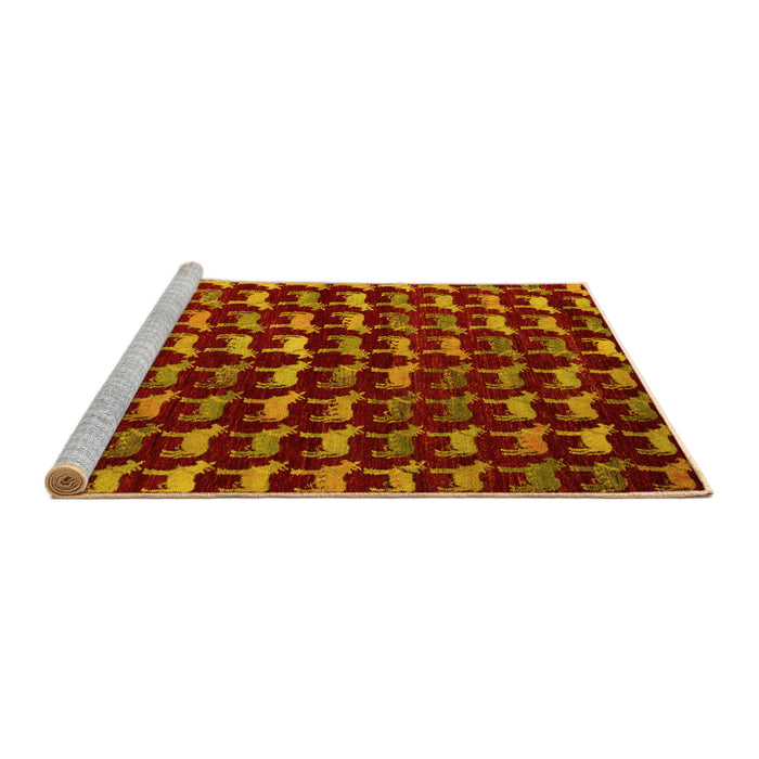 Sideview of Machine Washable Abstract Yellow Modern Rug, wshabs5401yw
