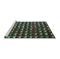 Sideview of Machine Washable Abstract Turquoise Modern Area Rugs, wshabs5401turq