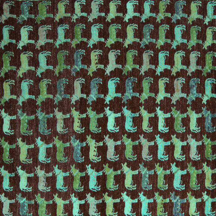 Square Machine Washable Abstract Turquoise Modern Area Rugs, wshabs5401turq