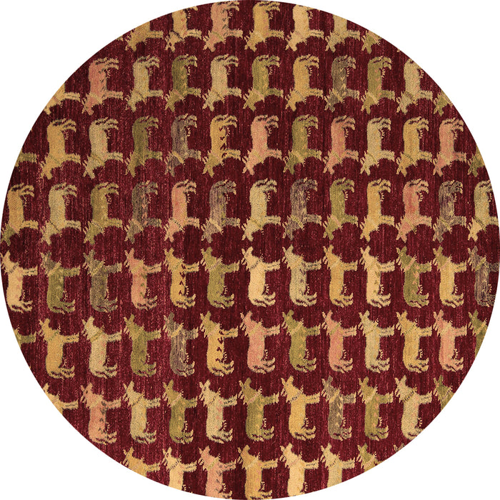 Round Abstract Brown Modern Rug, abs5401brn