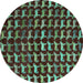 Round Abstract Turquoise Modern Rug, abs5401turq