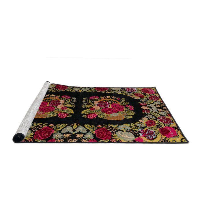 Sideview of Machine Washable Abstract Brown Rug, wshabs5402