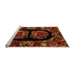 Sideview of Machine Washable Medallion Orange French Area Rugs, wshabs5402org