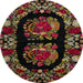 Round Abstract Brown Medallion Rug, abs5402