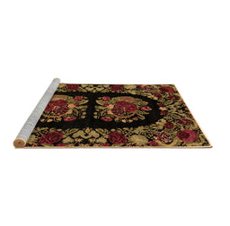 Sideview of Machine Washable Medallion Brown French Rug, wshabs5402brn