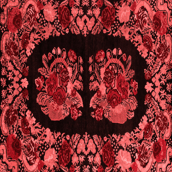 Machine Washable Medallion Red French Rug, wshabs5402red