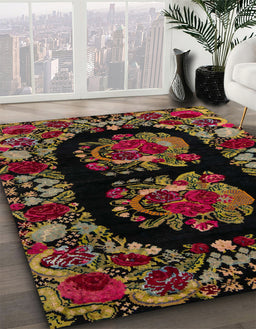 Machine Washable Abstract Brown Rug in a Family Room, wshabs5402