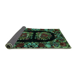 Sideview of Medallion Turquoise French Rug, abs5402turq