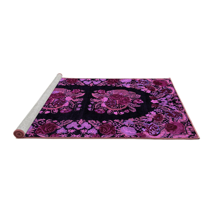 Sideview of Machine Washable Medallion Purple French Area Rugs, wshabs5402pur