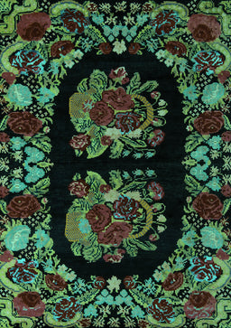 Medallion Turquoise French Rug, abs5402turq