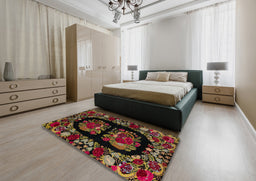 Abstract Brown Medallion Rug in a Bedroom, abs5402