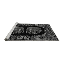 Sideview of Machine Washable Medallion Gray French Rug, wshabs5402gry