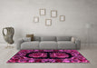 Machine Washable Medallion Pink French Rug in a Living Room, wshabs5402pnk