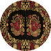 Round Medallion Brown French Rug, abs5402brn