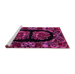 Sideview of Machine Washable Medallion Pink French Rug, wshabs5402pnk