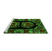 Sideview of Machine Washable Medallion Green French Area Rugs, wshabs5402grn