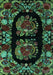 Machine Washable Medallion Turquoise French Area Rugs, wshabs5402turq