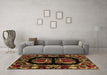 Machine Washable Medallion Brown French Rug in a Living Room,, wshabs5402brn