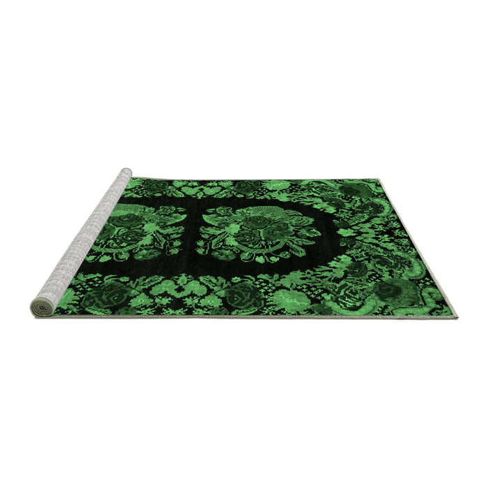 Sideview of Machine Washable Medallion Emerald Green French Area Rugs, wshabs5402emgrn