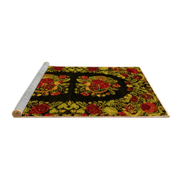 Sideview of Machine Washable Medallion Yellow French Rug, wshabs5402yw
