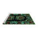 Sideview of Machine Washable Medallion Turquoise French Area Rugs, wshabs5402turq