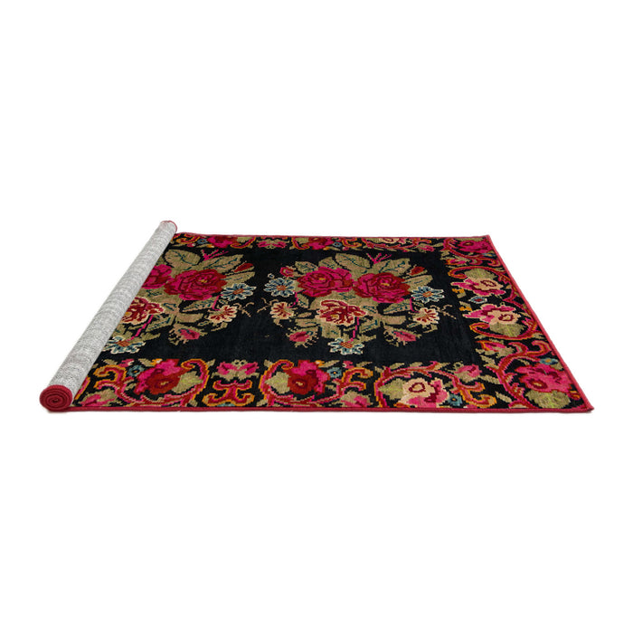 Sideview of Machine Washable Abstract Red Brown Rug, wshabs5403