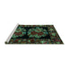 Sideview of Machine Washable Medallion Turquoise French Area Rugs, wshabs5403turq