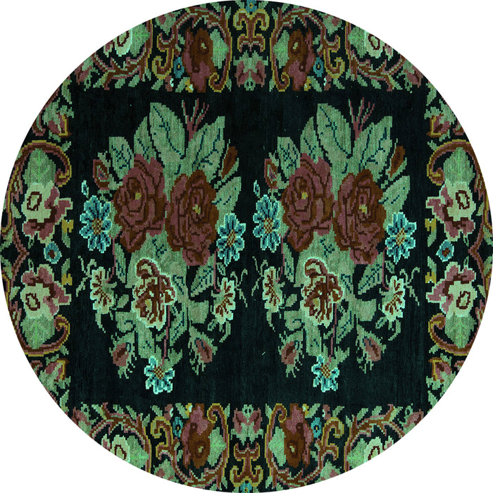 Round Medallion Turquoise French Rug, abs5403turq