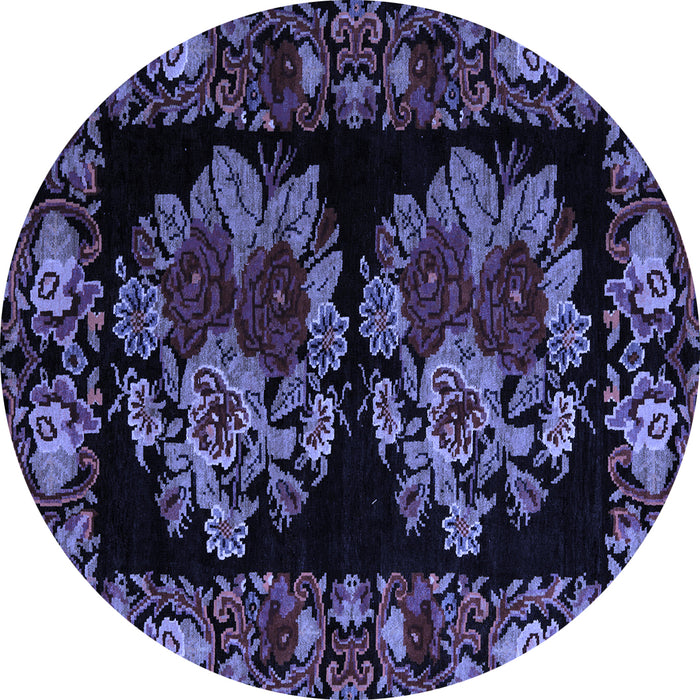 Round Medallion Blue French Rug, abs5403blu