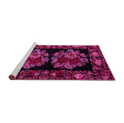 Sideview of Machine Washable Medallion Pink French Rug, wshabs5403pnk