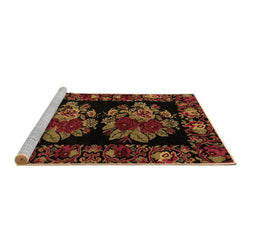 Sideview of Machine Washable Medallion Brown French Rug, wshabs5403brn