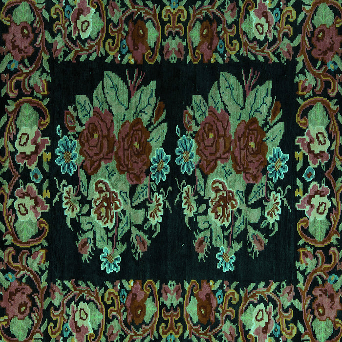 Square Medallion Turquoise French Rug, abs5403turq