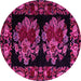 Round Machine Washable Medallion Pink French Rug, wshabs5403pnk