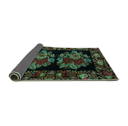 Sideview of Medallion Turquoise French Rug, abs5403turq