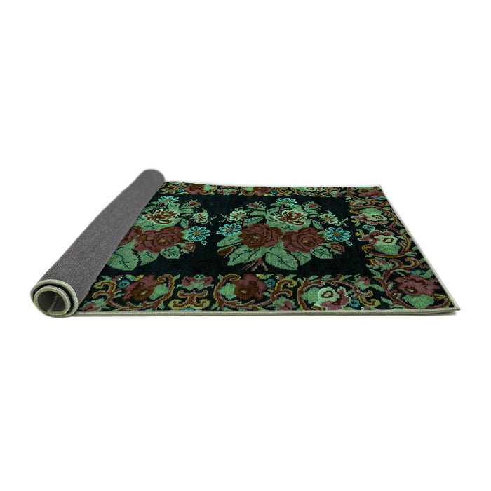 Sideview of Medallion Turquoise French Rug, abs5403turq