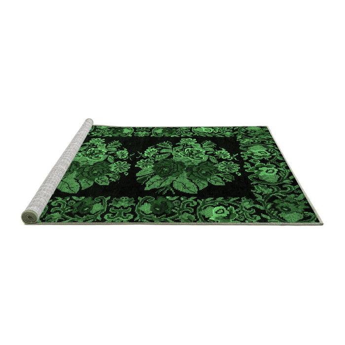 Sideview of Machine Washable Medallion Emerald Green French Area Rugs, wshabs5403emgrn