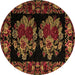 Round Medallion Brown French Rug, abs5403brn