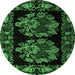 Round Medallion Emerald Green French Rug, abs5403emgrn