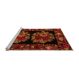 Sideview of Machine Washable Medallion Orange French Area Rugs, wshabs5403org